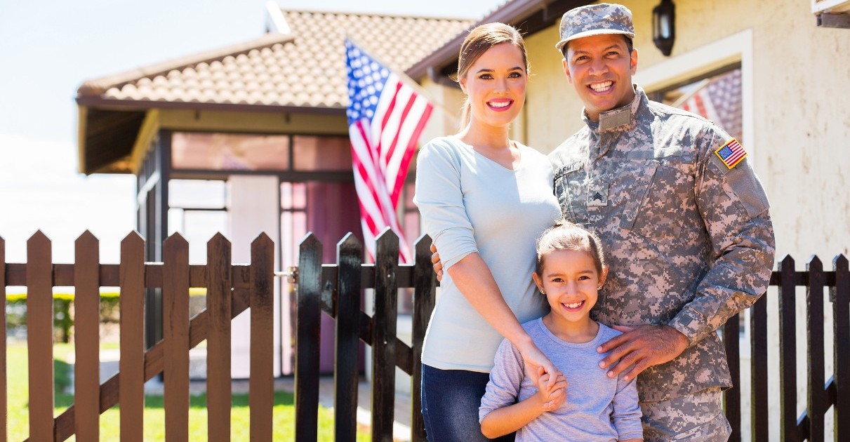 Military Family in Front of House Military Family in Front of House